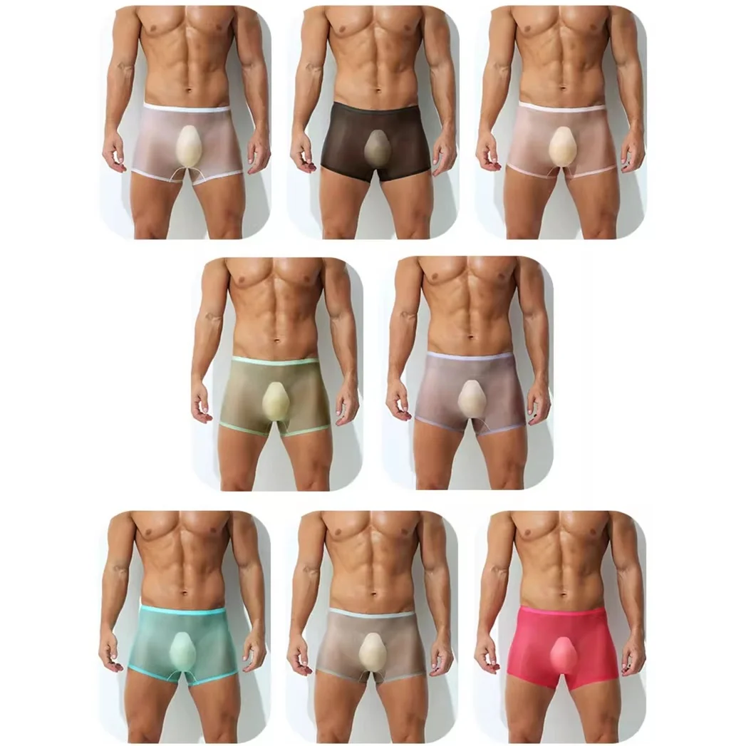 Ultra-thin Transparent Ice Silk Seamless Low-Waist Sexy Boxer Briefs