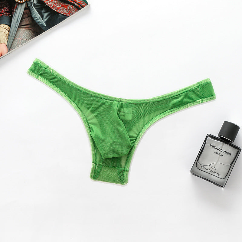Men's Transparent Low Waist High Elastic Mesh Thong