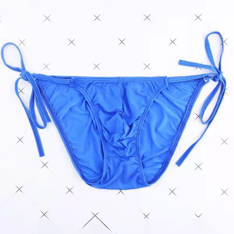 Lace-up Low-Rise Sexy Ice Silk Thong - Fashion Men's Panties