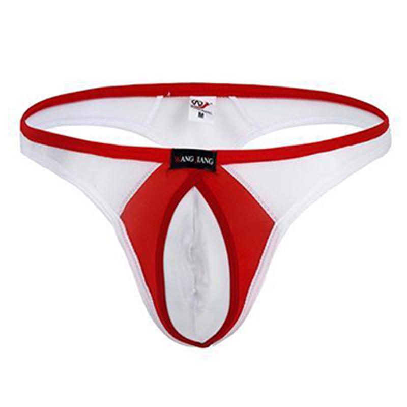 Men's low-rise mesh transparent thong -