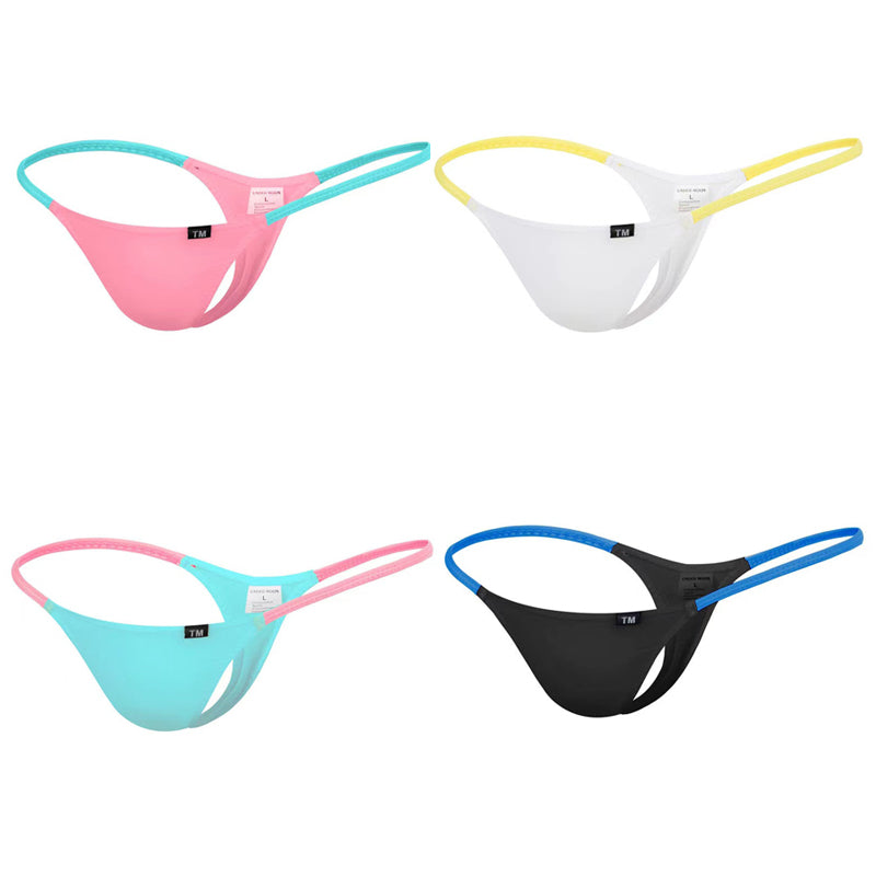 Men's Ice Silk Contrast Color Thong - Fashion Men's Panties