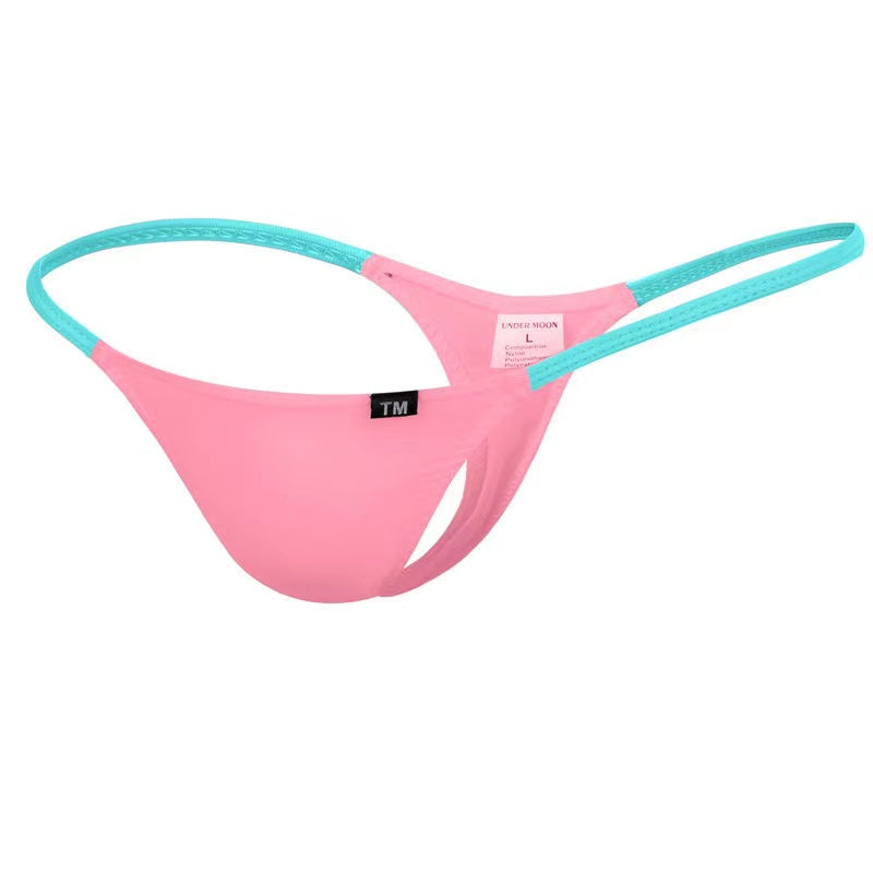 Men's Ice Silk Contrast Color Thong - Fashion Men's Panties