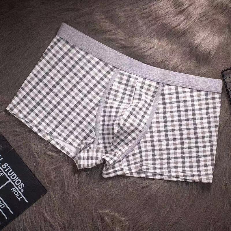 Pure Cotton Breathable Check Boxer Briefs -