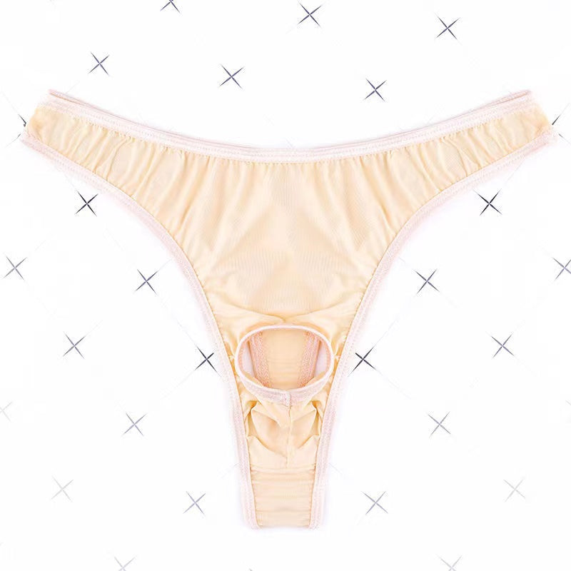 Men's Open Low-Rise Ice Silk Thong -