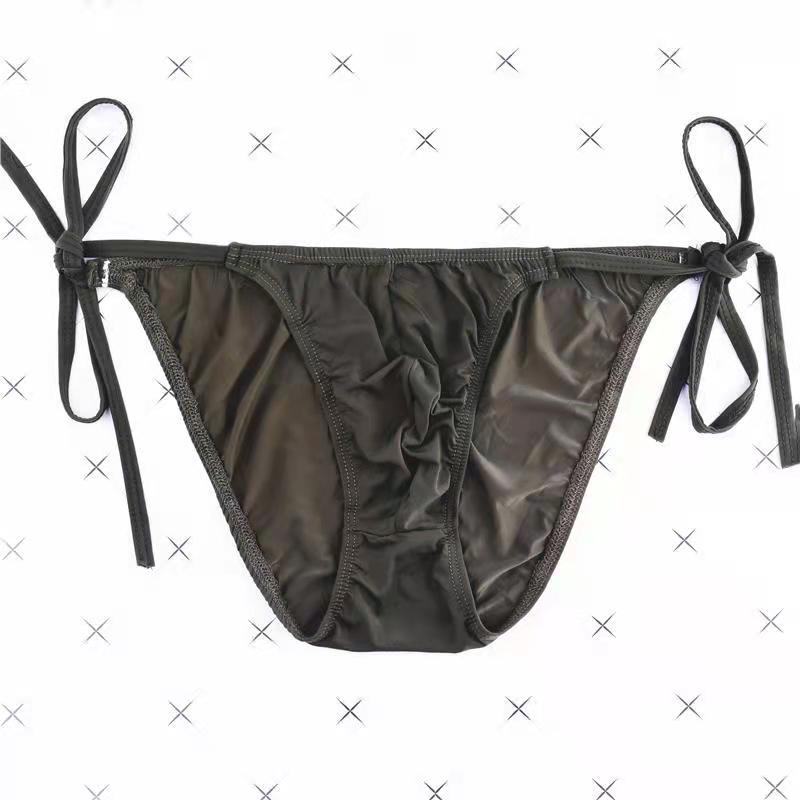 Lace-up Low-Rise Sexy Ice Silk Thong - Fashion Men's Panties