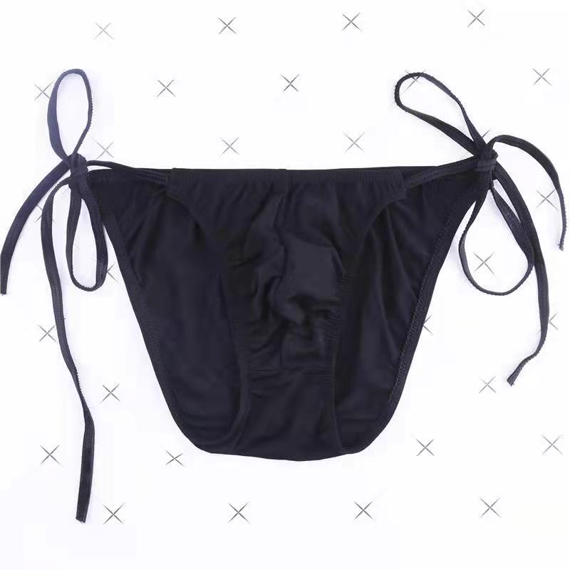 Lace-up Low-Rise Sexy Ice Silk Thong - Fashion Men's Panties