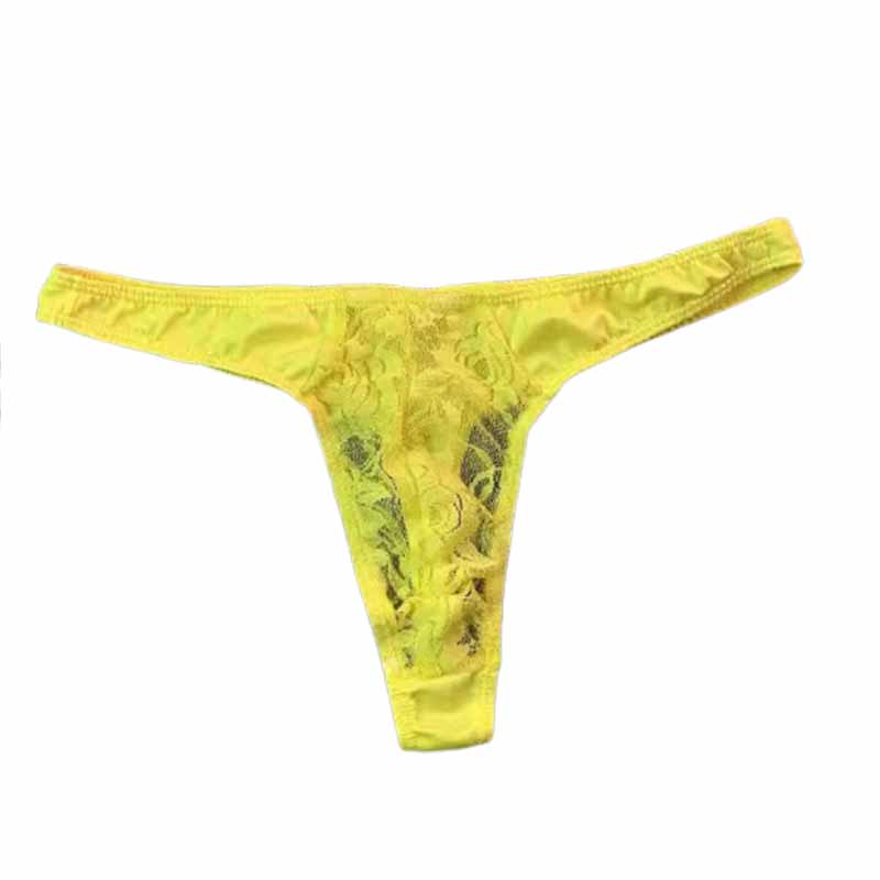 Lace Ice Silk Stitching Sexy Thong - Fashion Men's Panties