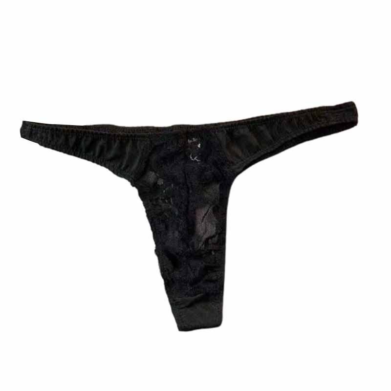 Lace Ice Silk Stitching Sexy Thong - Fashion Men's Panties