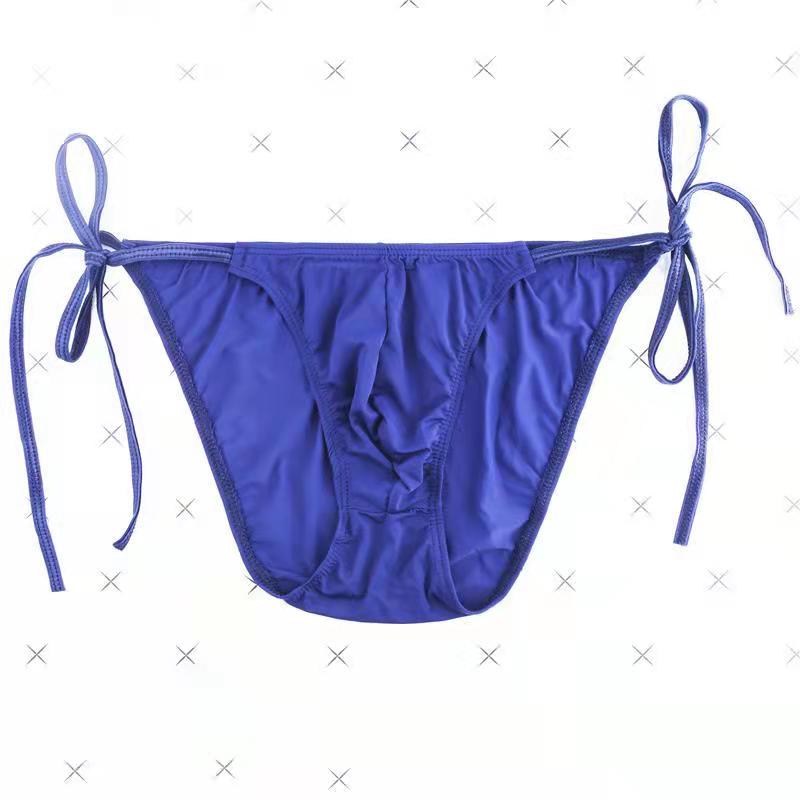 Lace-up Low-Rise Sexy Ice Silk Thong - Fashion Men's Panties