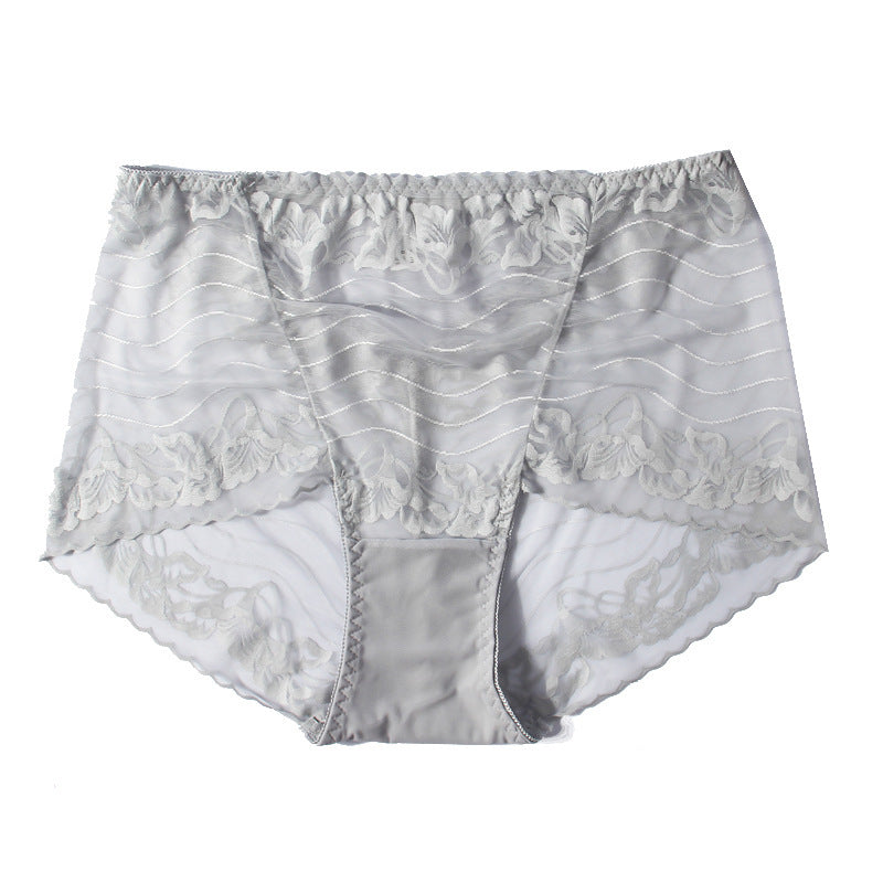High-waisted Butt-lifting Seamless Transparent Lace Breathable Mesh Briefs
