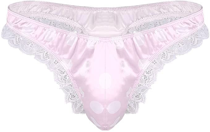 Men's Satin Polka Dot Lace Thong