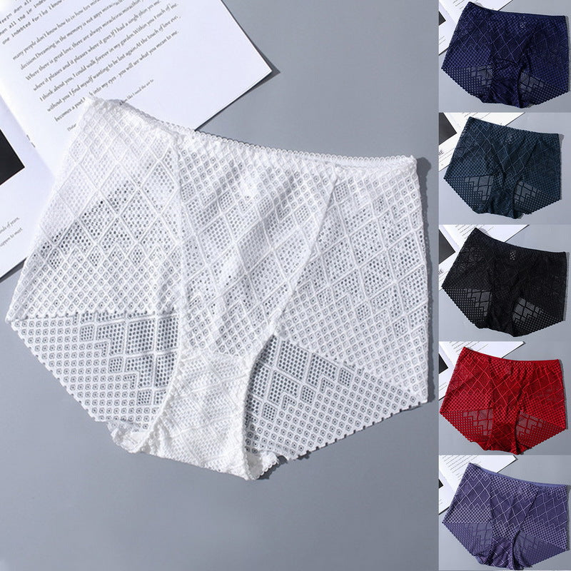Lace High Elasticity Hollow Skin-friendly Transparent Boxer Briefs