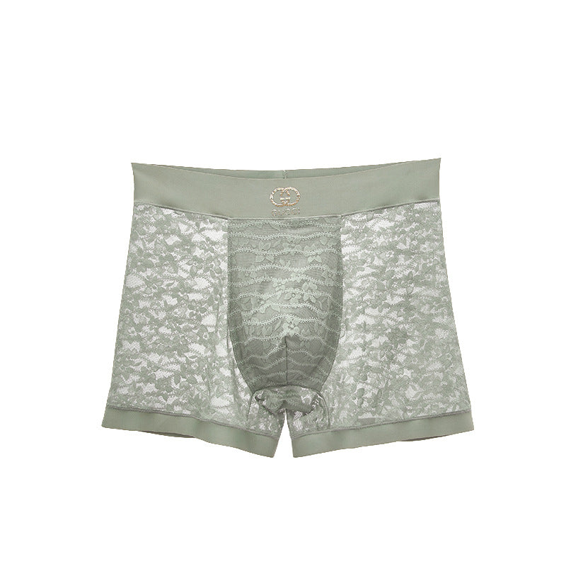 Men's Sexy Lace Seamless Breathable Antibacterial Boxer Briefs