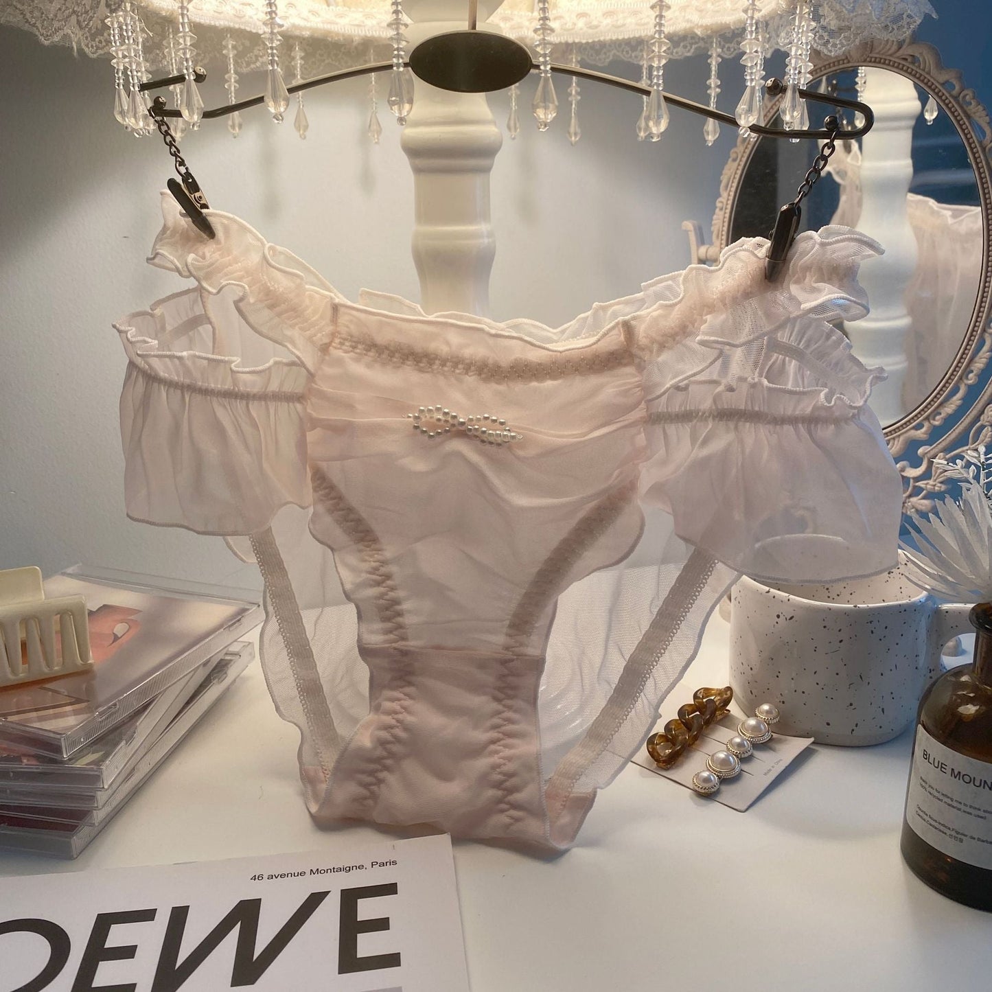 Japanese Sweet Ruffled Mesh Hollow Briefs