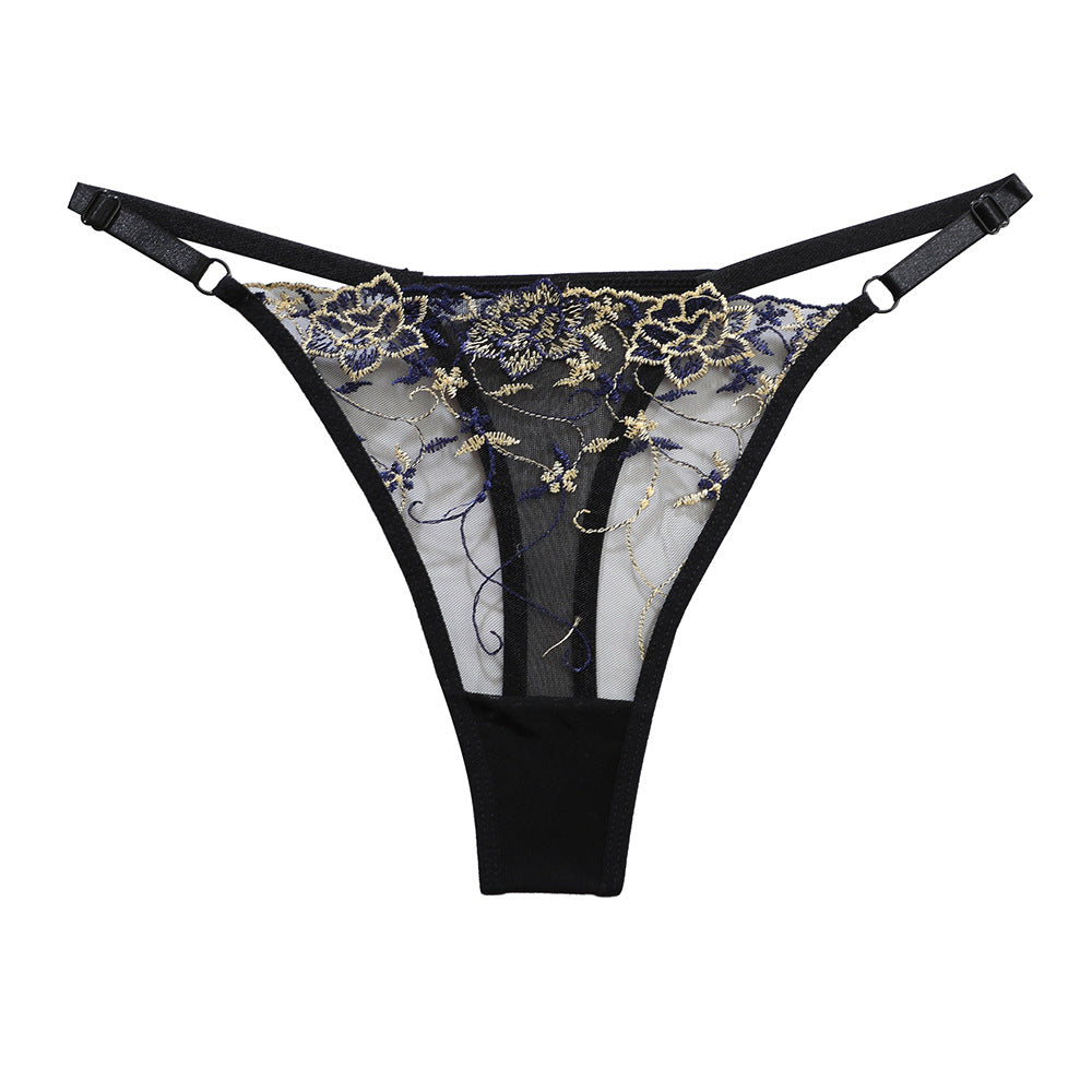 Sexy Embroidered Hollow Mesh Thong