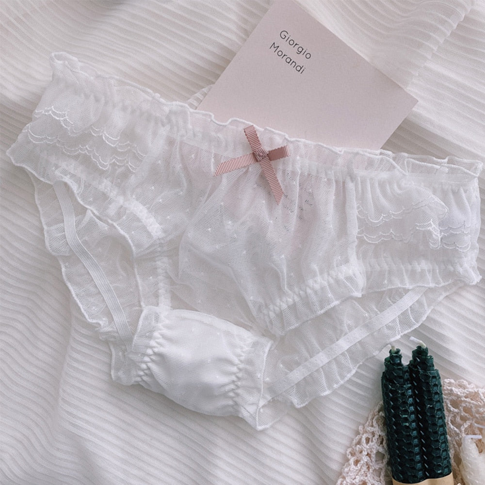 Lace Cutout Pants Bow Seamless Sheer Panties - Fashion Men's Panties
