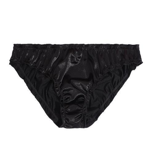 Men Solid Satin Ruffle Panties Sexy Thongs - Fashion Men's Panties