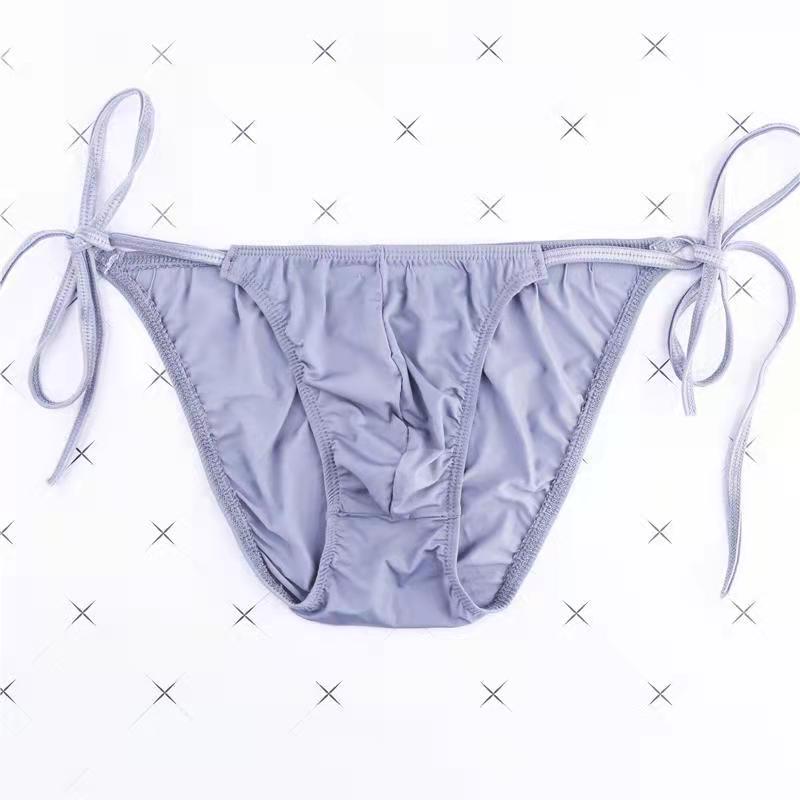 Lace-up Low-Rise Sexy Ice Silk Thong - Fashion Men's Panties