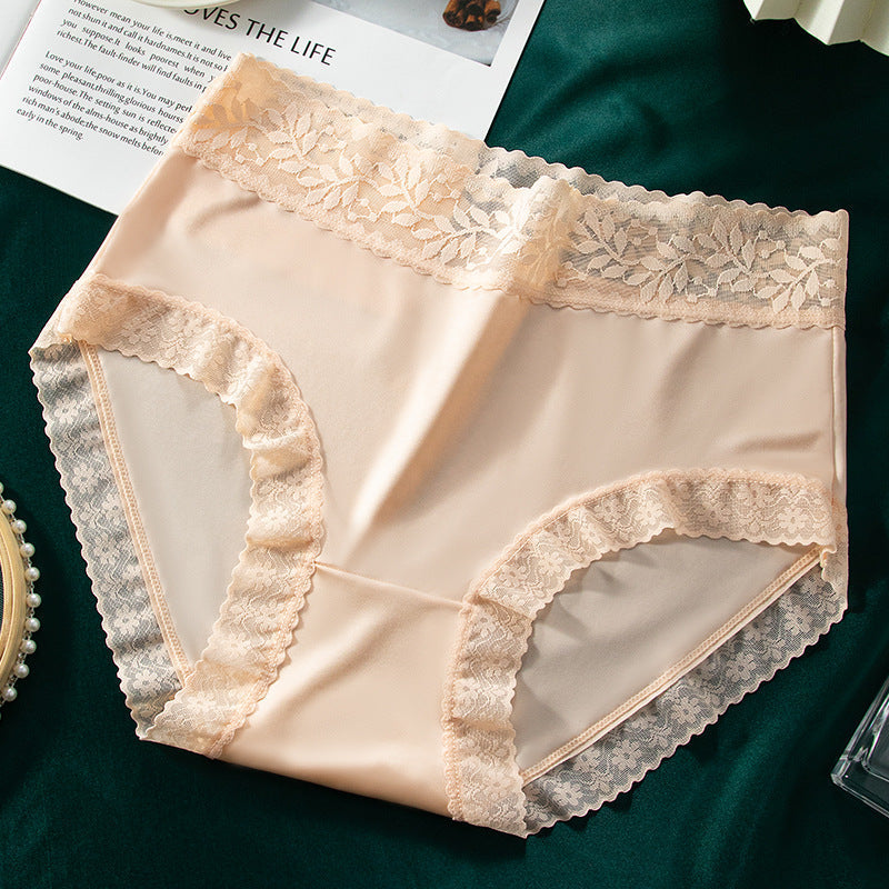 Plus Size High Waist Ice Silk Satin Panties -