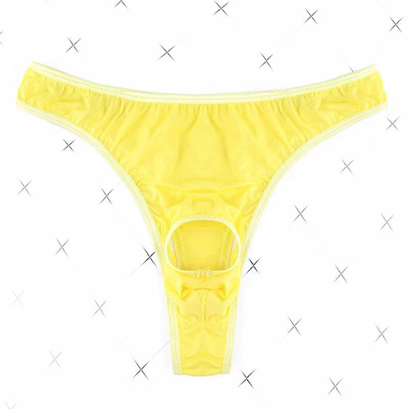 Men's Open Low-Rise Ice Silk Thong -