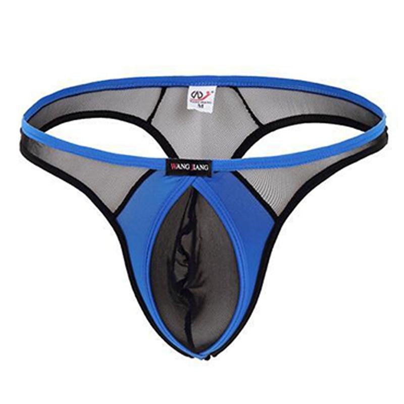 Men's low-rise mesh transparent thong -