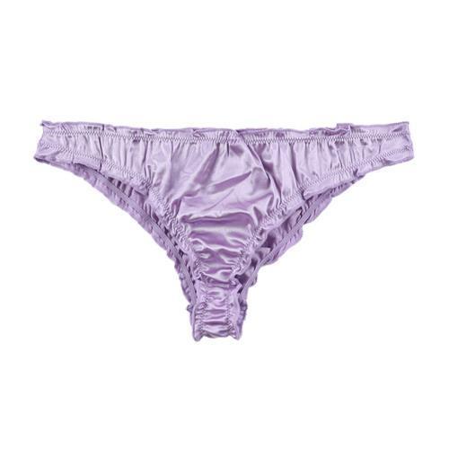 Men Solid Satin Ruffle Panties Sexy Thongs - Fashion Men's Panties