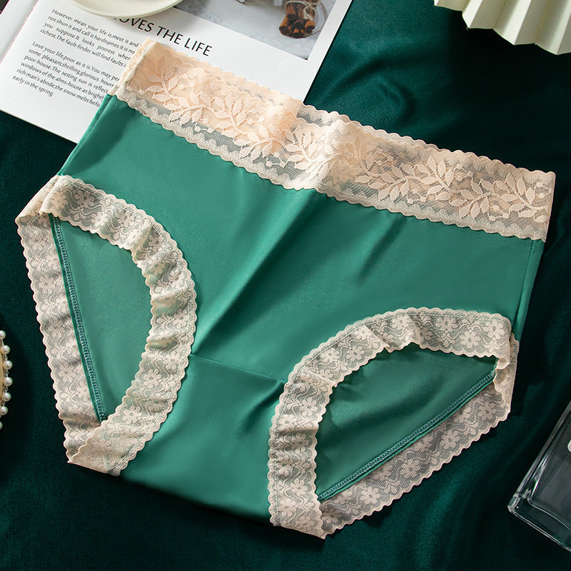 Plus Size High Waist Ice Silk Satin Panties -
