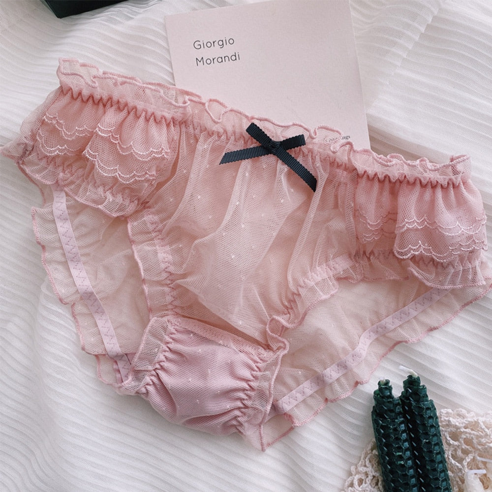 Lace Cutout Pants Bow Seamless Sheer Panties - Fashion Men's Panties