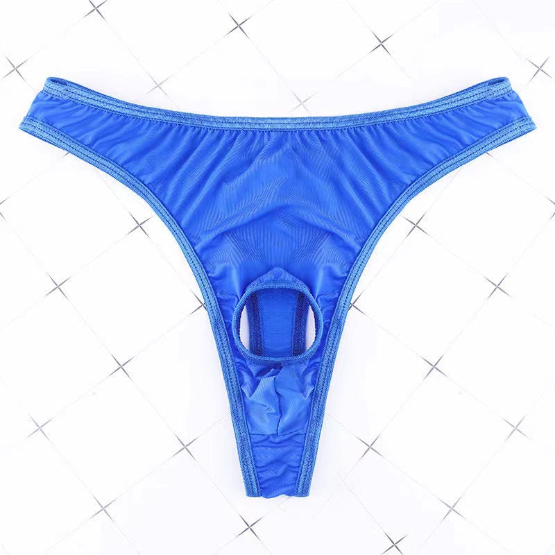 Men's Open Low-Rise Ice Silk Thong -