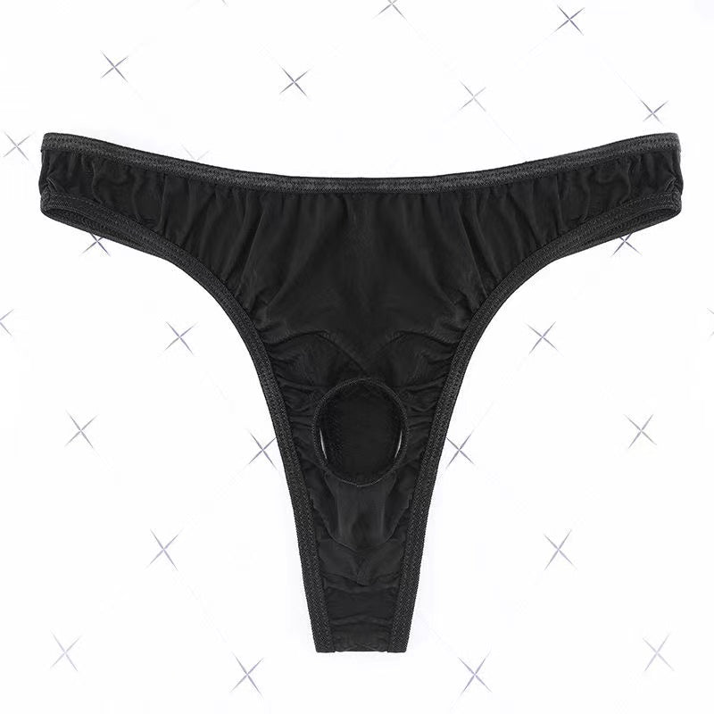 Men's Open Low-Rise Ice Silk Thong -