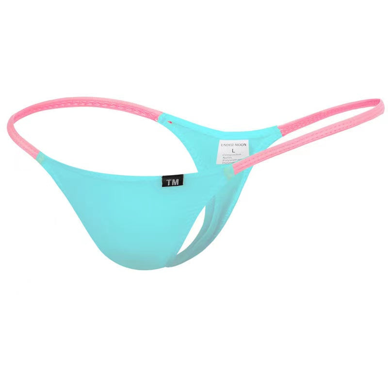 Men's Ice Silk Contrast Color Thong - Fashion Men's Panties