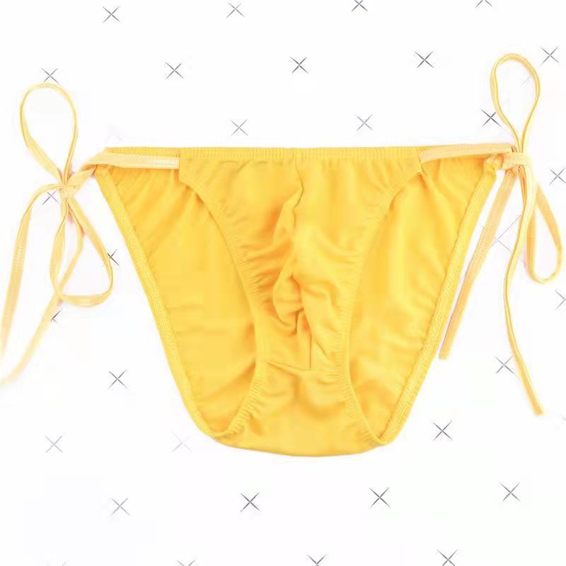 Lace-up Low-Rise Sexy Ice Silk Thong - Fashion Men's Panties