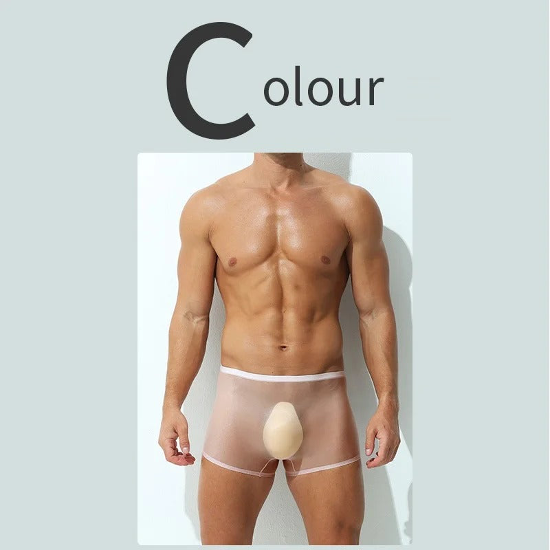 Ultra-thin Transparent Ice Silk Seamless Low-Waist Sexy Boxer Briefs