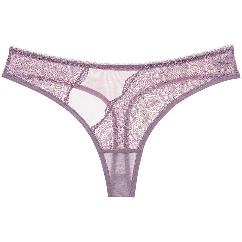 Men's Sheer Lace Mesh Low Rise Thong