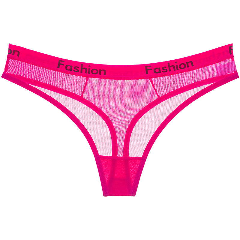 Men's Sheer Mesh Sports Print Letter Low Rise Thong