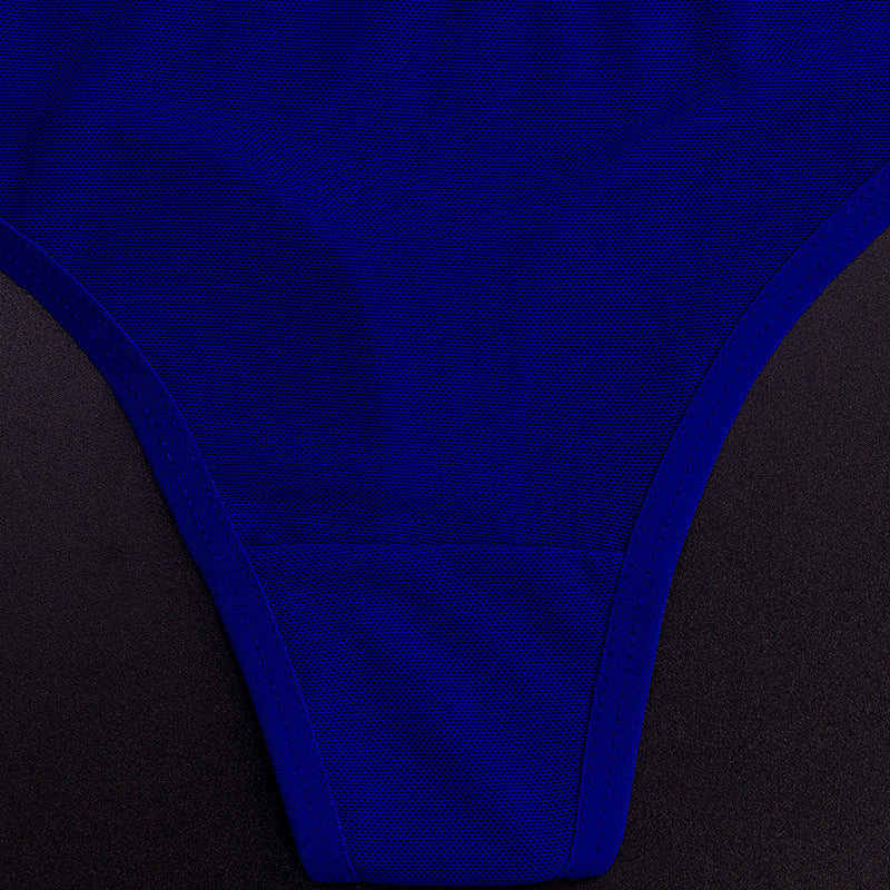 Men's Sheer Mesh Sports Print Letter Low Rise Thong