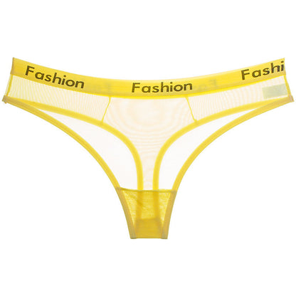 Men's Sheer Mesh Sports Print Letter Low Rise Thong