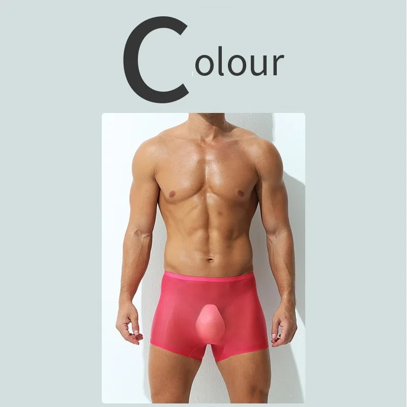 Ultra-thin Transparent Ice Silk Seamless Low-Waist Sexy Boxer Briefs