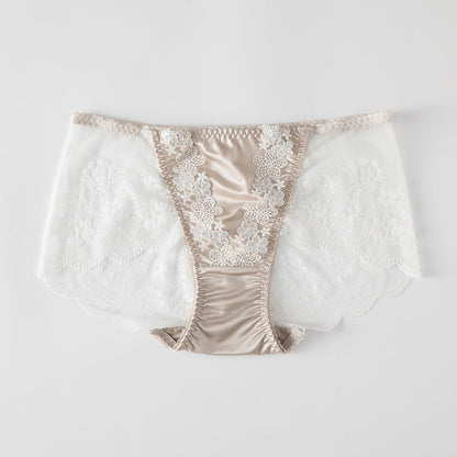 New Lace Sexy Breathable and Comfortable Large Size High Elastic Satin Briefs