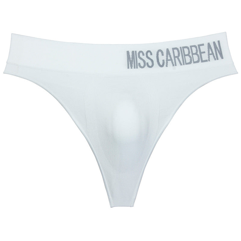 Men's Sexy Sports Fitness Letter Wide Waist Seamless Thong