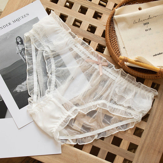 Breathable Antibacterial Lace Sexy Mesh Briefs
