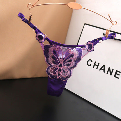Sexy Embroidered See-Through Thong