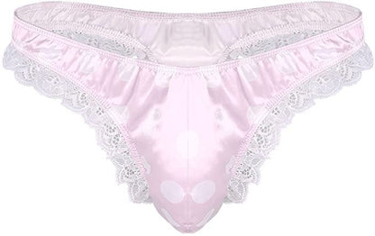 Men's Satin Polka Dot Lace Thong