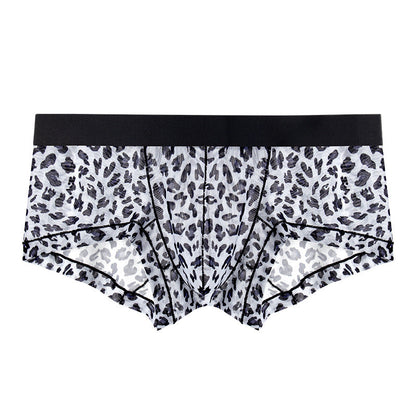 Men's Leopard Print Breathable Sexy Quick Dry Ice Silk Low Rise Boxer Briefs