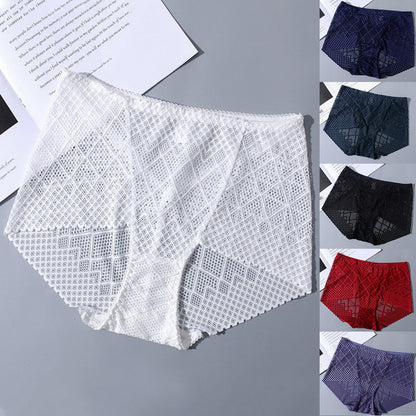 Lace High Elasticity Hollow Skin-friendly Transparent Boxer Briefs