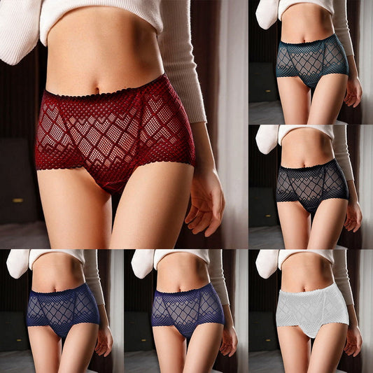 Lace High Elasticity Hollow Skin-friendly Transparent Boxer Briefs