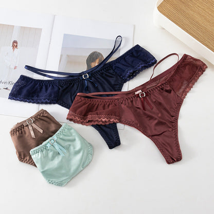 Lace Strap Hollow Transparent Sexy Low Waist Thong