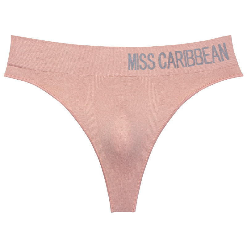 Men's Sexy Sports Fitness Letter Wide Waist Seamless Thong