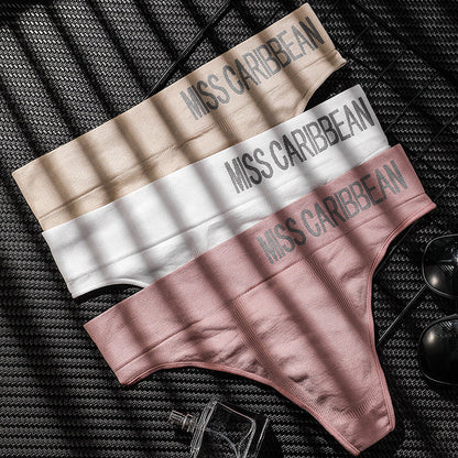 Men's Sexy Sports Fitness Letter Wide Waist Seamless Thong