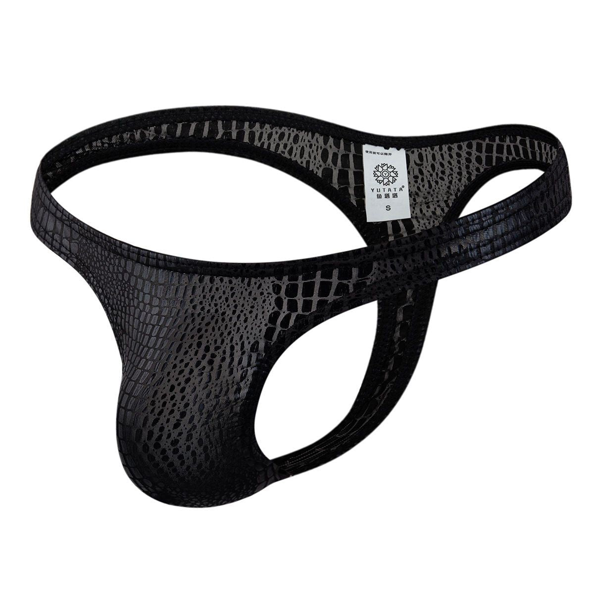 Men's Shiny Faux Leather Snake Thong